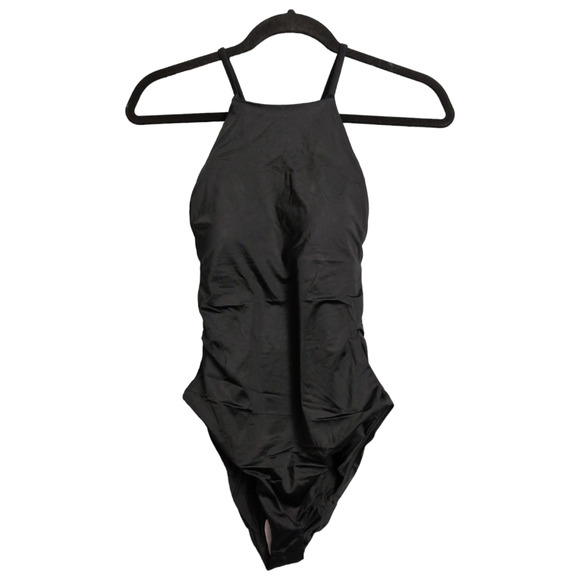 Andie Asbury Eco Nylon One Piece Black Adjustable Criss Cross Back L New - Picture 2 of 10